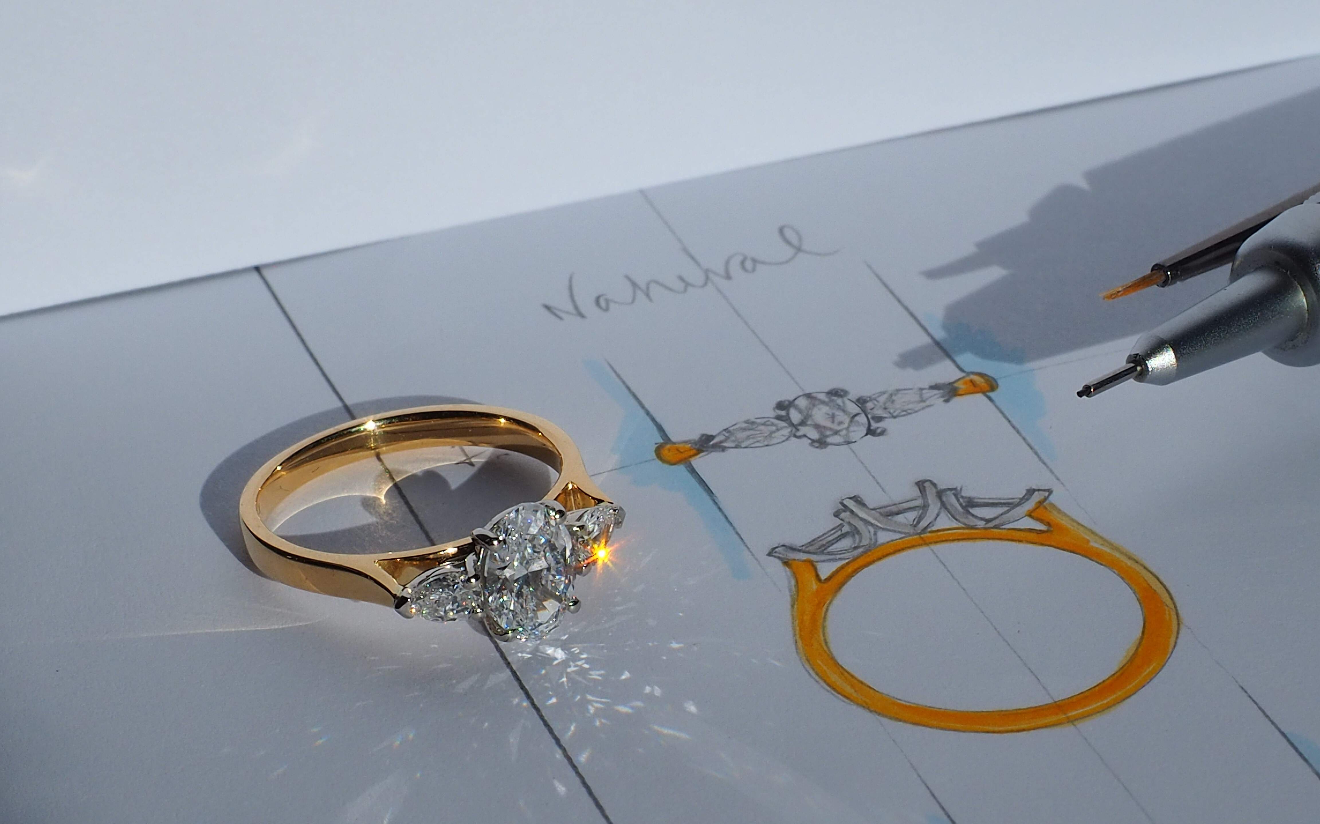 Harrogate jewellery designers Gold diamond trilogy rings
