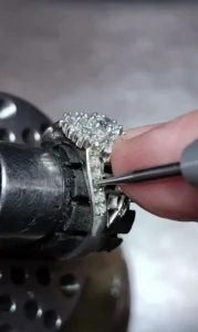 handcrafting-platinum-diamond-cluster-ring.webp Jewellery remodelled Harrogate